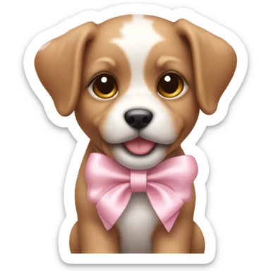 Cute puppy with light pink bow sticker