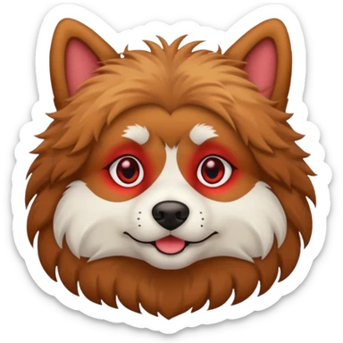 red eyed dog fluffy sticker