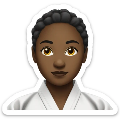 black female judo athlete, looking sideways, not smiling sticker