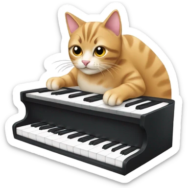 cat playing piano sticker