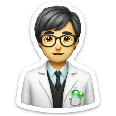 Emo male scientist with glasses sticker