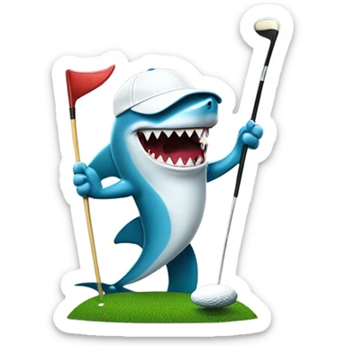 A shark golfing sticker