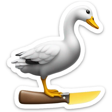 regular goose emoji holding with the yellow hand a knife  sticker