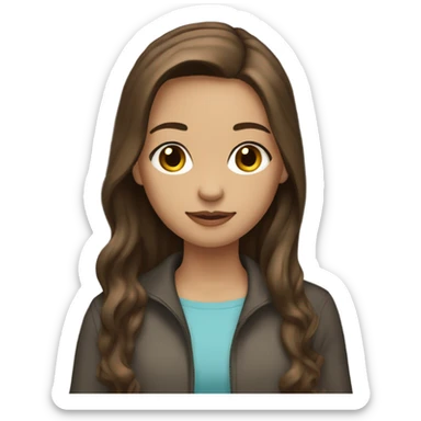 dark brown wavy hair girl with light brown straight hair standing sticker