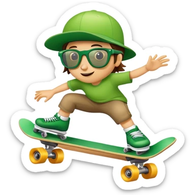 rana con gafas de sol montando en skate sticker
