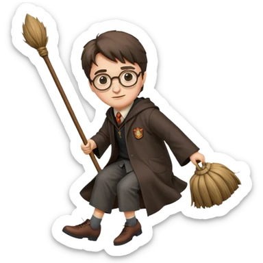 Harry potter riding a broomstick sticker