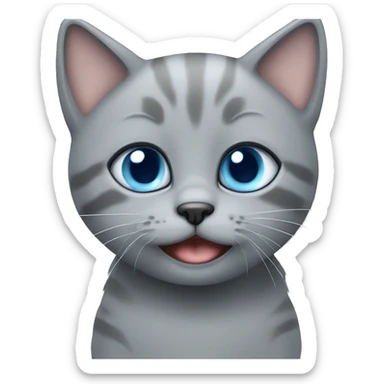blue eyes grey kitten and toilet  sticker