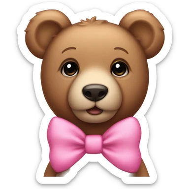 Aesthetic teddy bear wearing a cute pink bow sticker