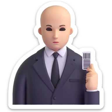 hitman agent with bald head and barcode sticker