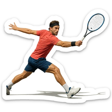 tennis player in action, dynamic pose, energetic, athletic sticker