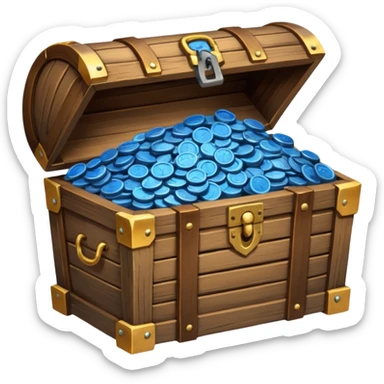treasure chest of blue coins sticker