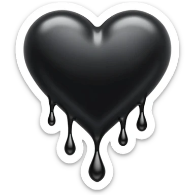 Dripping inky black heart sticker