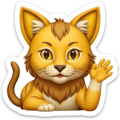 Animal Gato acariciando las orejas de un leon sticker