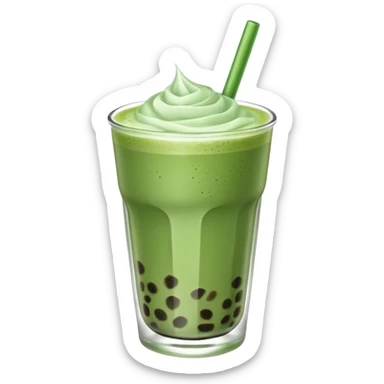 matcha latte with boba and ice sticker