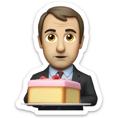 peter hitchens looking stern holding a battenberg cake sticker