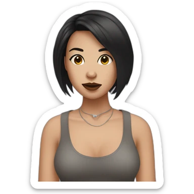 woman with short dark hair and septum piercing sticker