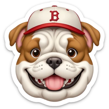 Bulldog with baseball hat sticker