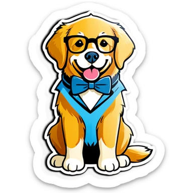 Golden retriever that is a nerd sticker