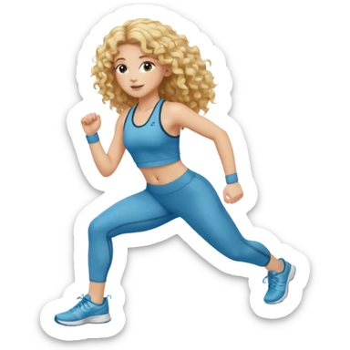 long hair curly blond haired girl DOING EXERCISE sticker