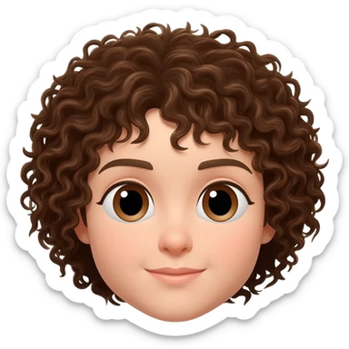 with curly brown hair brown eyes and light skin sticker