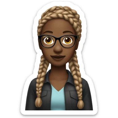 Black girl with braids and clear glasses  sticker