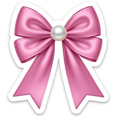 Pink bow with hanging pearl sticker
