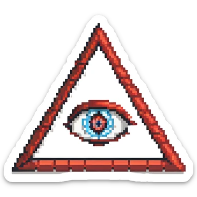 Illuminati triangle symbol with eye in center, black and red color scheme sticker