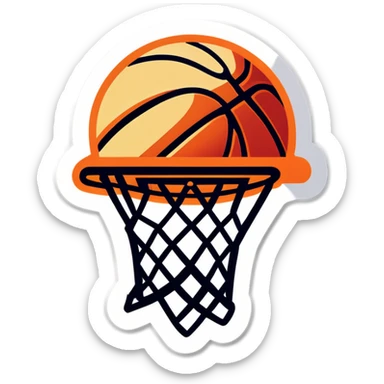 Basketball in a hoop sticker