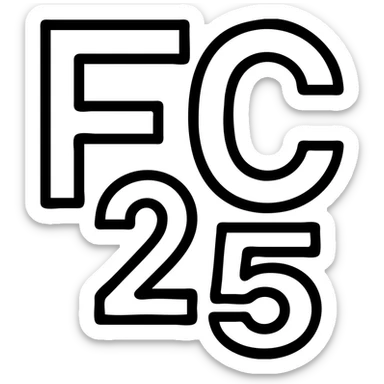 minimal icon of 'FC 25' as a monogram, outlined, no fill, geometric style sticker