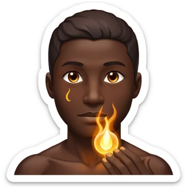 transition from a man with a spiritual pain on his chest growing up to a man with a soul glowing on his body representing his healed version karmically and using that energy to heal others sticker