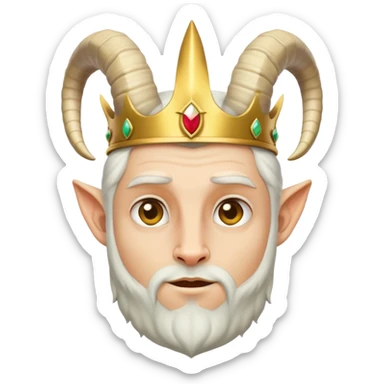 man with goat horns wearing a crown sticker