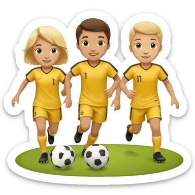 kids play soocer in yellow dress, boys sticker