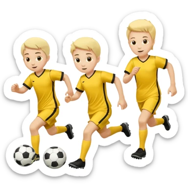 kids play soocer in yellow dress, boys sticker