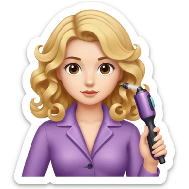 girl curling her hair with curling iron  sticker