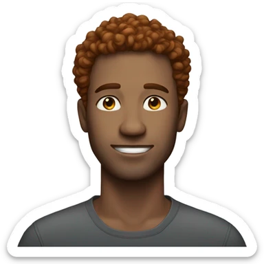  man with freckles, dark red curly hair fade  sticker