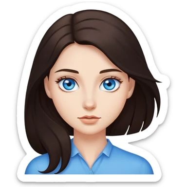 Fair skin woman with blue eyes and long dark brown hair sticker