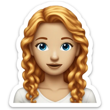 Red haired blue eyed beautiful girl with blond highlights sticker