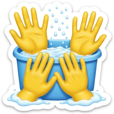 washing four yellow hands sticker