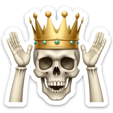 shocked skull with crown, hands raised pressing on head in disbelief sticker