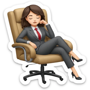 Boss sleeping in a chair with her legs up on the desk sticker