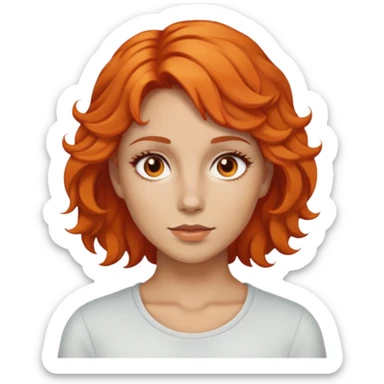 Mujer con cabello naranja ojos cafés y cabello un poco rizado sticker