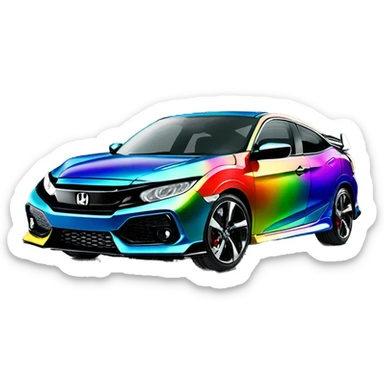 a rainbow chrome honda civic sticker