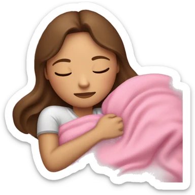 light Brunette girl sleeping on side with pink blanket sticker
