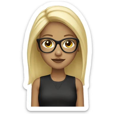Blonde girl with black glasses sticker
