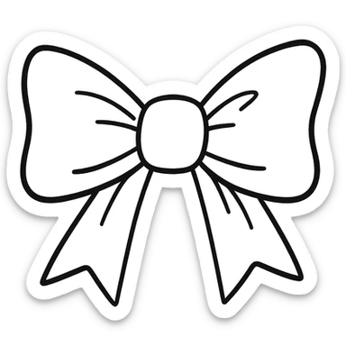 cute pink bow tie hand drawn outline style, black and white, no color sticker