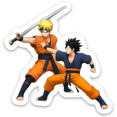 Naruto fighting against sangoku sticker