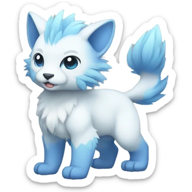 Cute cool white blue animal hybrid Fakemon full body sticker