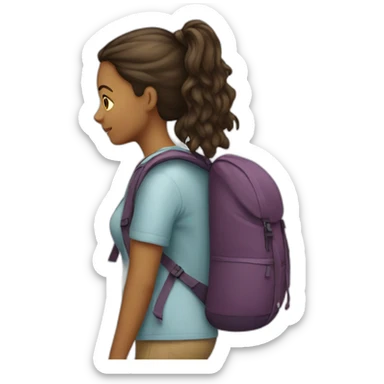 a girl in profile walking with a backpack on her back sticker