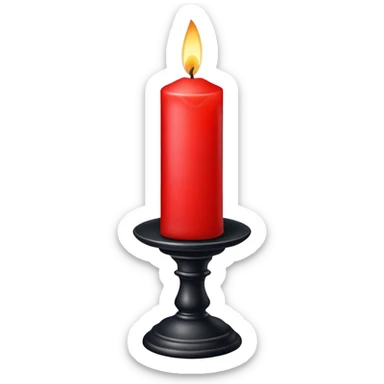 Red candle on a black stand sticker