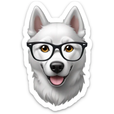 husky dog wearing white glasses sticker